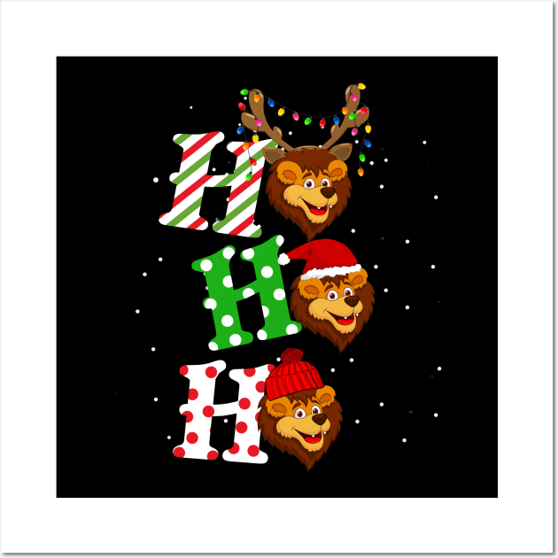 Lion Ho Ho Ho Christmas Wall Art by TeeSky